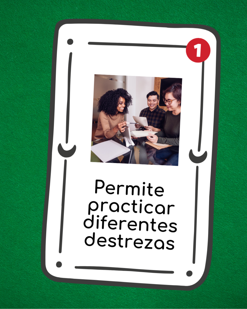 Beneficio 1 del aprendizaje basado en juegos: permite practicar diferentes destrezas